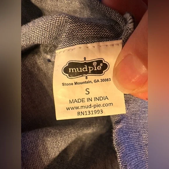 Mud Pie Chambray Belted Midi Dress S | Summer Casual Blue Button Front - Picture 8 of 9